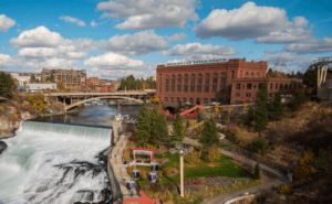 Spokane is the most east city of Washington that borders Idaho